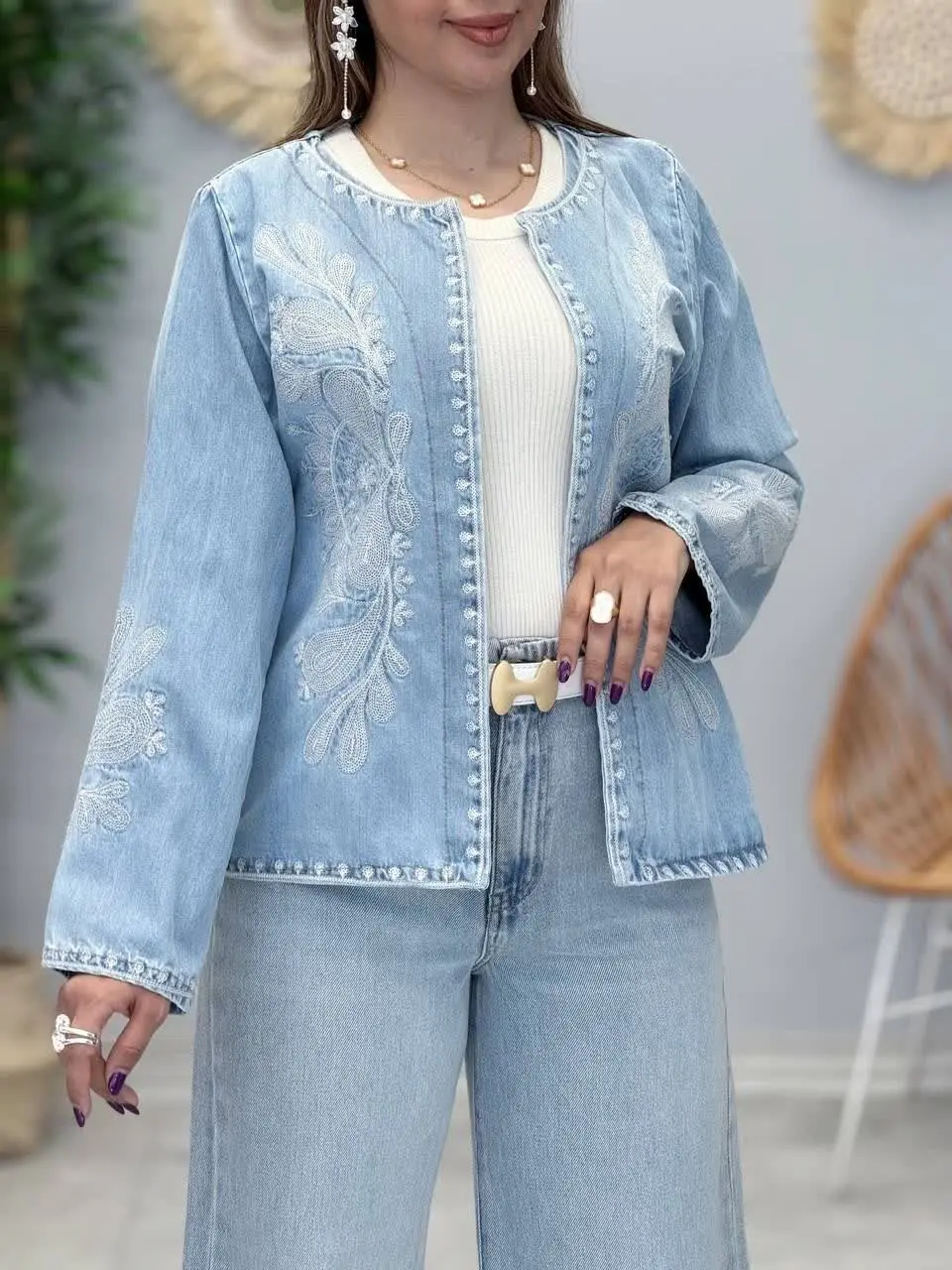 3415-جین وارداتی گلدوزی